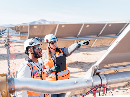 construction team members on solar project