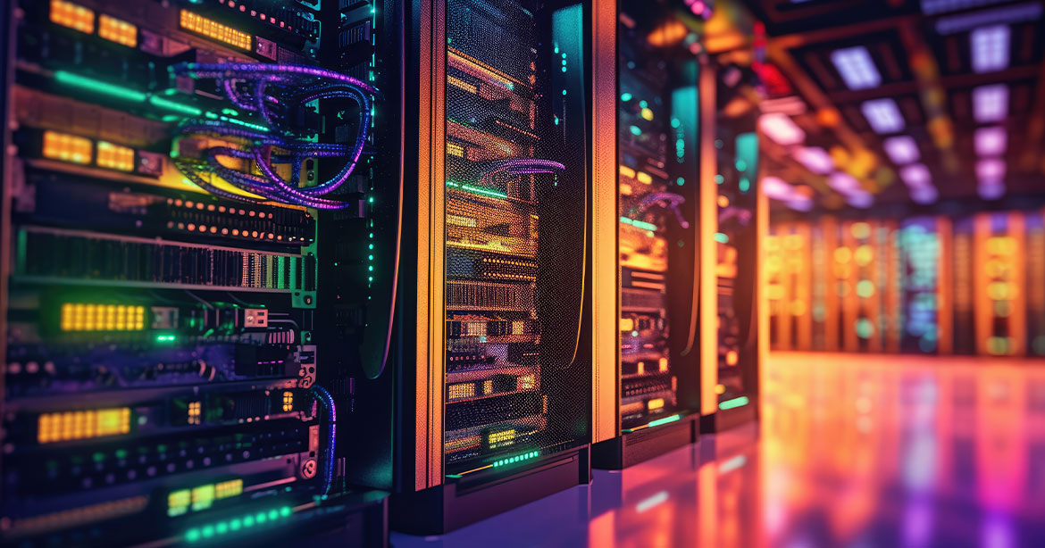 colorful stock image of data center