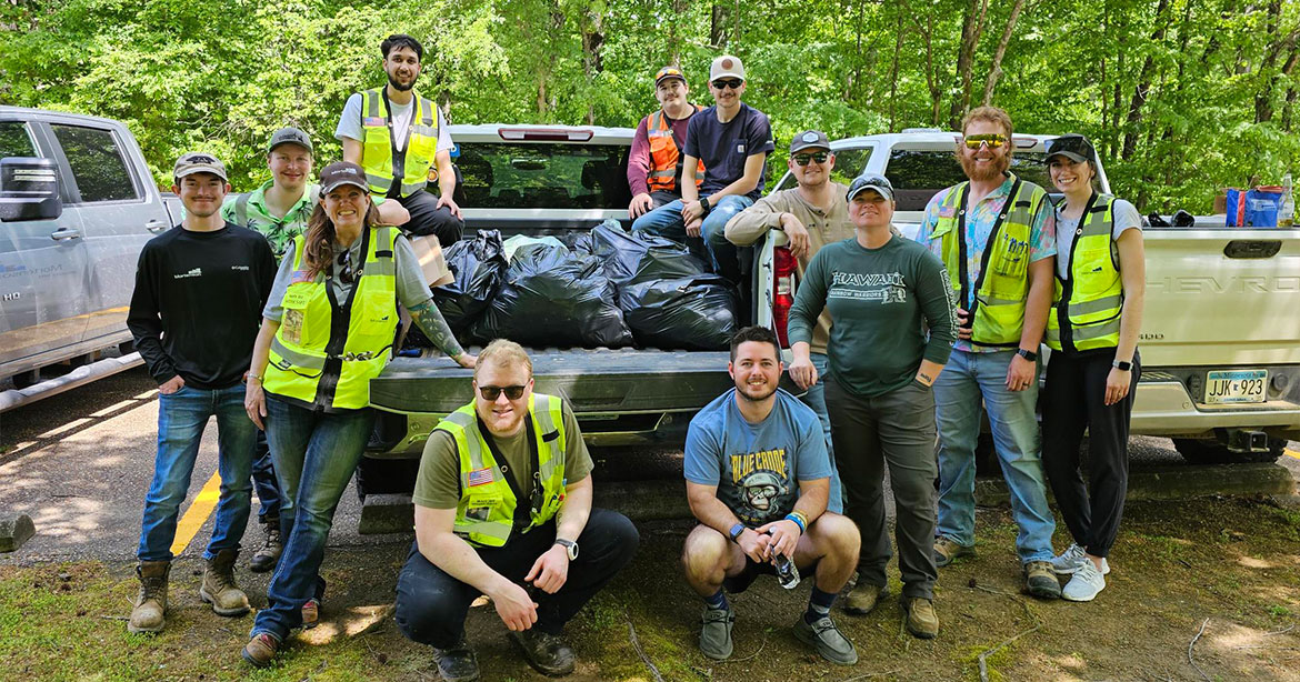 Mortenson Arkansas team community clean-up at Village Creek State Park