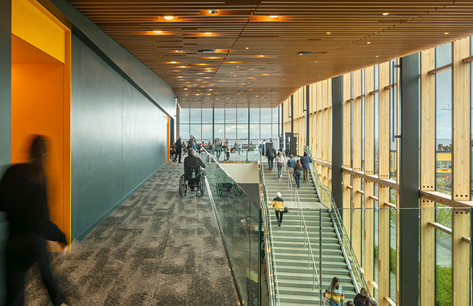 Interior upper level view of the Field Arts & Events hall