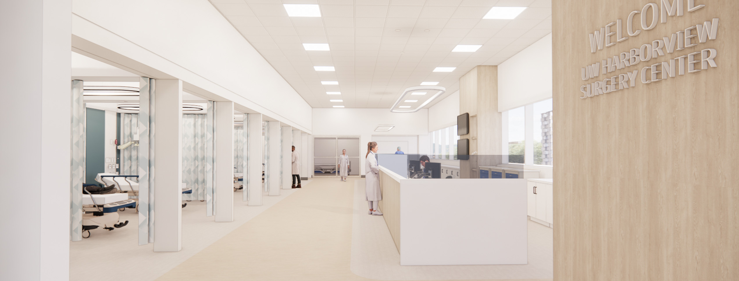 Rendering of the inside desk and operationg rooms Harborview Medical Center OR