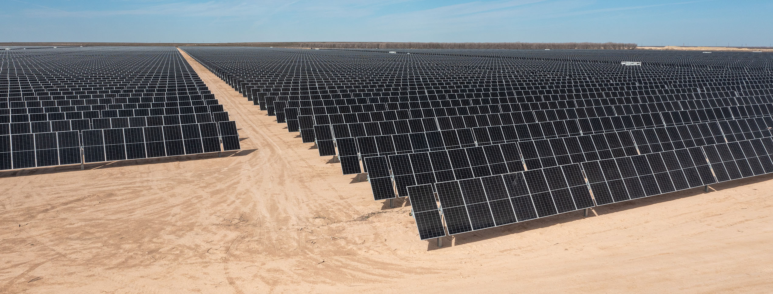 Picture of rows of solar panels at Tierra Bonita solar project in Gavin, TX 